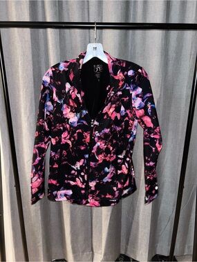 Women’s Scrub Floral Print Zip Jacket - Pink & Purple